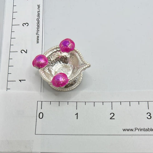 Pure Silver Diya With Flowers 10g