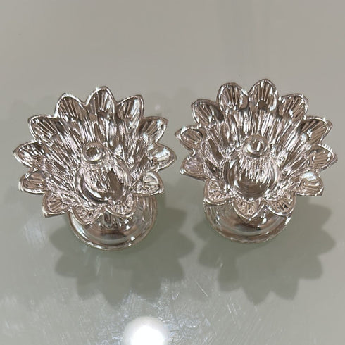 Pure Silver Flower Shaped Diya 46g Pair