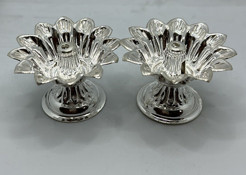 Pure Silver Flower Shaped Diya 46g Pair