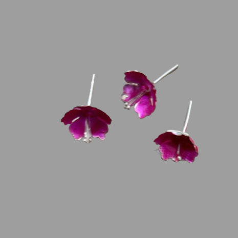 Pure Silver Enamel Pink Flowers 4g (Pack of 3)