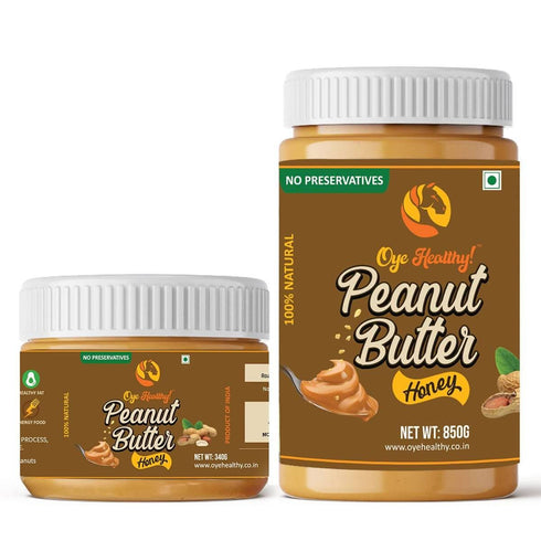 Oye Healthy Peanut Butter Natural Honey Combo Pack of 2 |850g + 340g