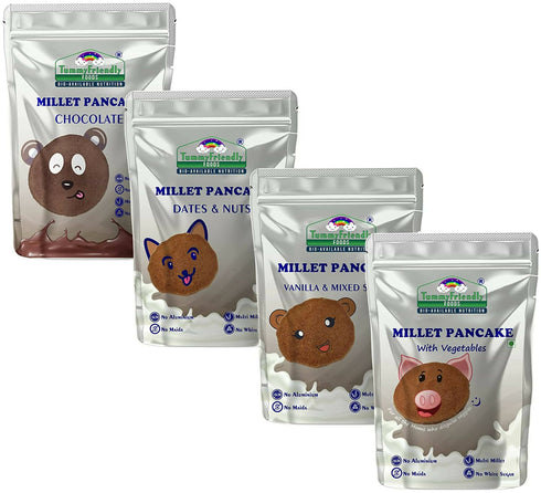 TummyFriendly Foods Millet Pancake Mixes Trial Packs with Chocolate | Nuts | Veggies