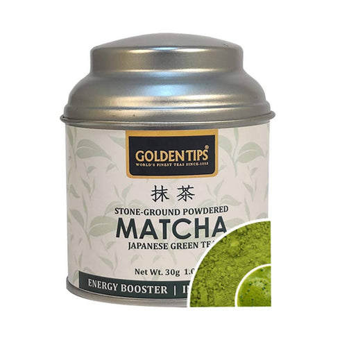 Golden Tips Japanese Matcha Green Tea Powder Tin Box Round