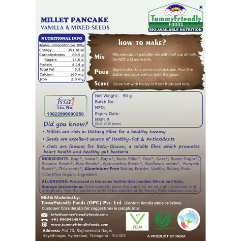 TummyFriendly Foods Aluminium|Free Millet Pancake Mixes Trial Packs with Chocolate | Nuts | Seeds | Veggies