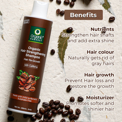 Organic Harvest Organic Hair Strengthening Shampoo Hair Re-Growth With Caffeine
