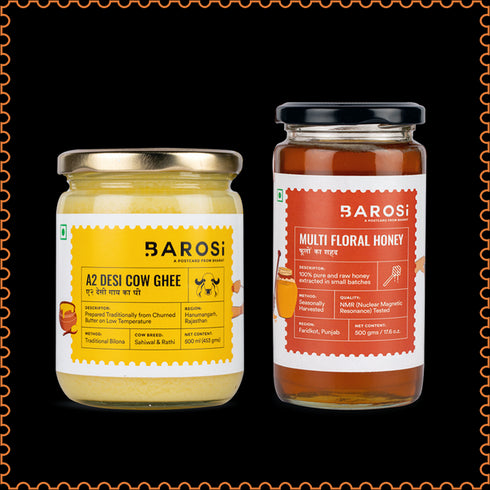 Barosi A2 Desi Cow Ghee & Multi Floral Honey Combo