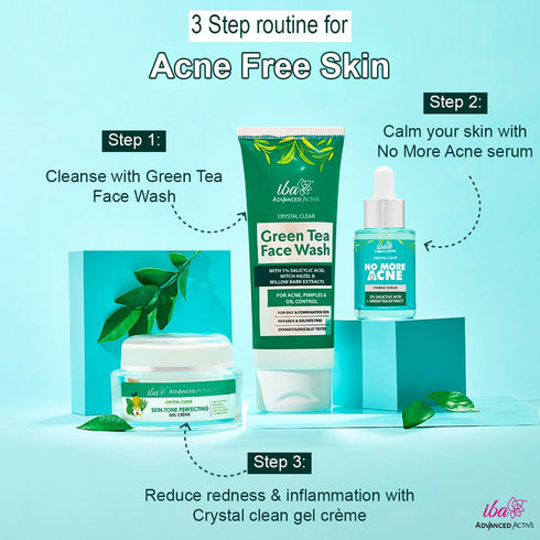 Iba Say Hello to Clear Skin Kit Green Tea & Salicylic Acid Face Wash, Serum, Moisturizer