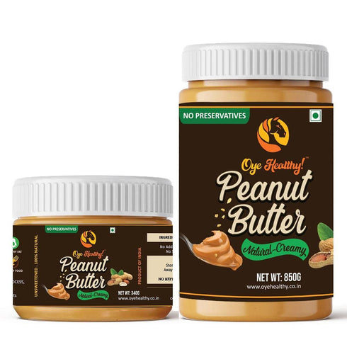 Oye Healthy! Peanut Butter Natural Creamy Combo Pack of 2 | 850g + 340g