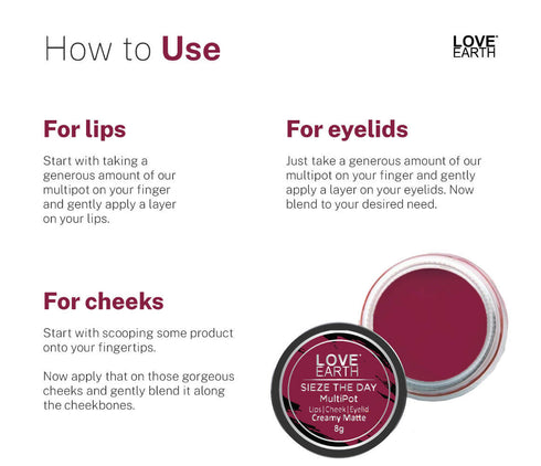 Love Earth Lip Tint and Cheek Tint MultipotSieze The Day