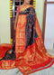 Black And Red Color Ikkat Kanchi Border Saree
