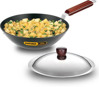 Hawkins Futura Deep Fry Pan Flat Bottom Wok with Lid 2.5 L 26 cm Diameter (ADL25S)