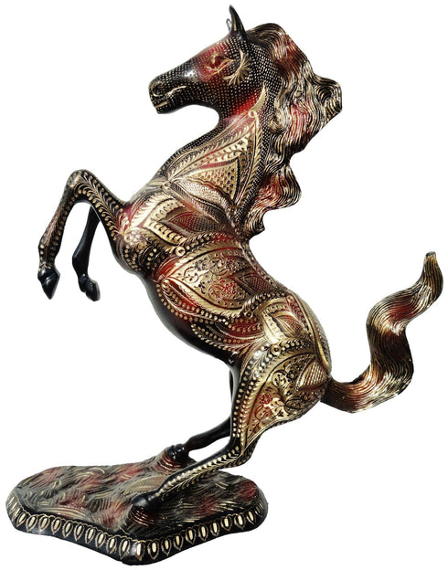 Brass Showpiece Jumping Horse Statue 7.36kg