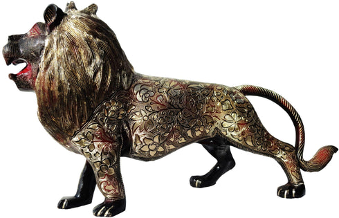 Brass Showpiece Roar Lion Statue 13kg