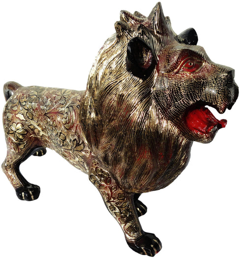 Brass Showpiece Roar Lion Statue 13kg