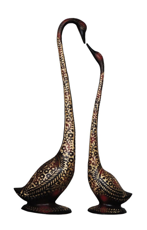 Brass Showpiece Duck Pair Black Statue 6.86kg