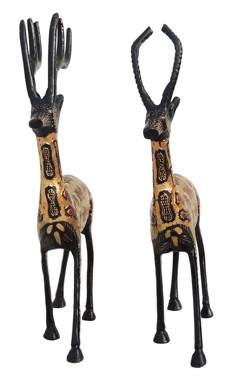 Brass Showpiece Deer Pair Statue 0.6kg
