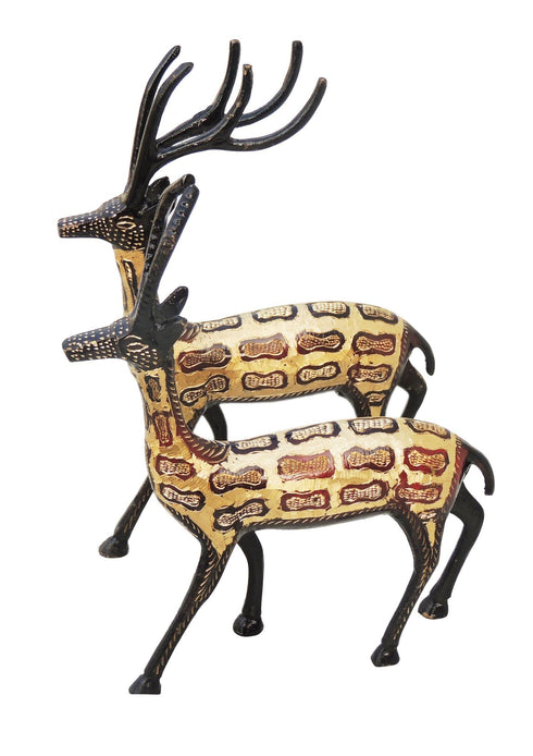 Brass Showpiece Deer Pair Statue 0.6kg