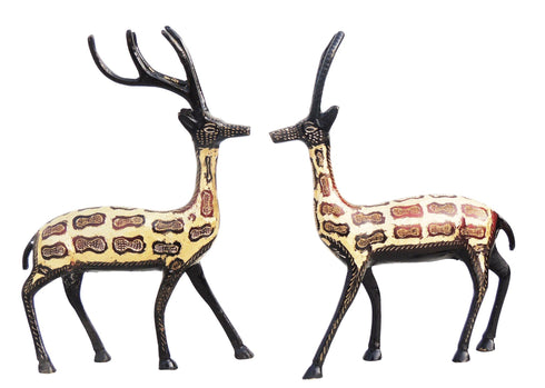 Brass Showpiece Deer Pair Statue 0.6kg