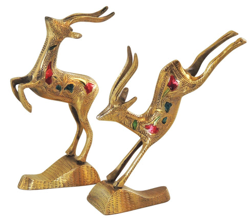 Brass Showpiece Running Deer Statue 0.4kg