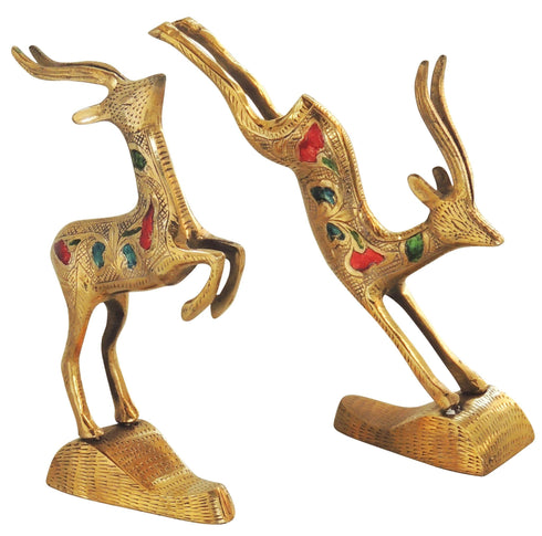 Brass Showpiece Running Deer Statue 0.4kg