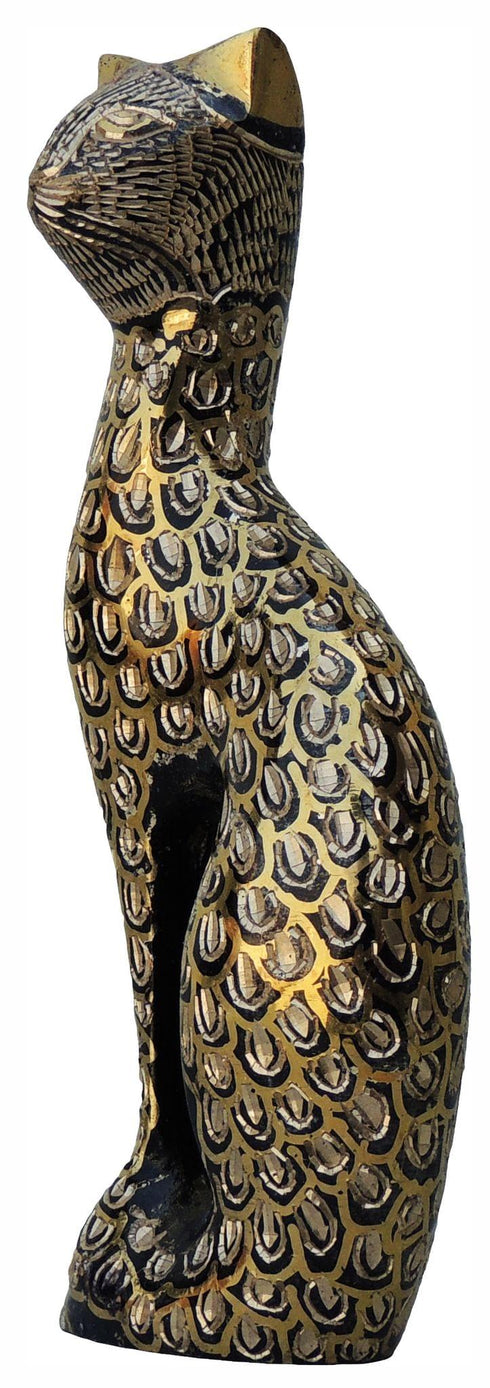 Brass Showpiece Cat Statue 0.424kg
