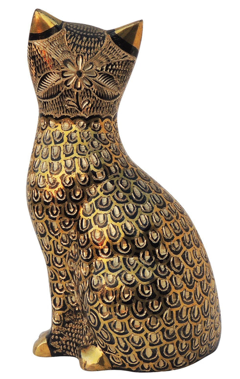 Brass Table Decor Showpiece Cat Statue 0.68kg