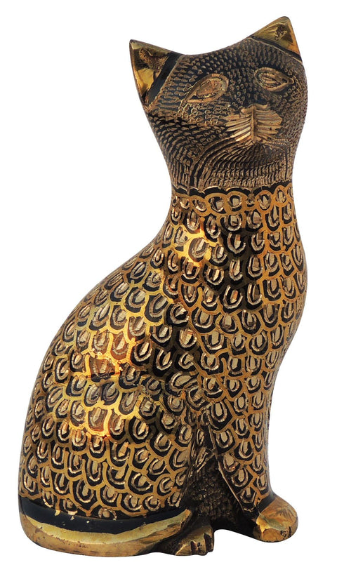 Brass Table Decor Showpiece Cat Statue 0.68kg