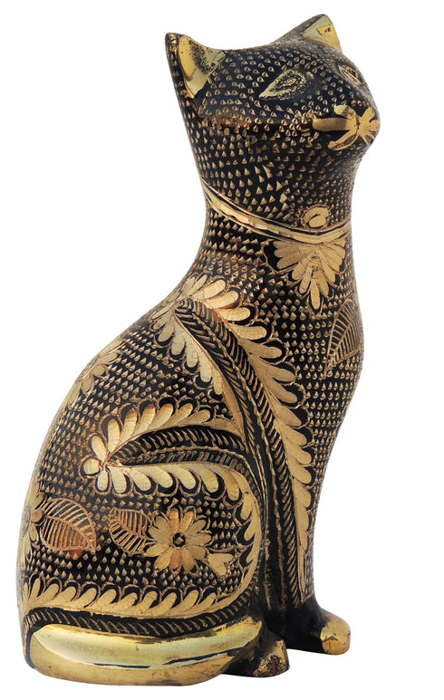 Brass Table Decor Showpiece Cat Statue 0.68kg