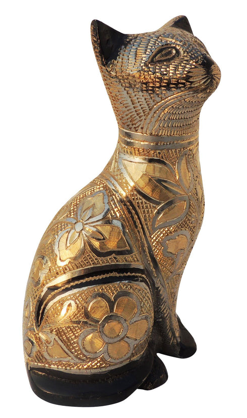 Brass Table Decor Showpiece Cat Statue 0.62kg