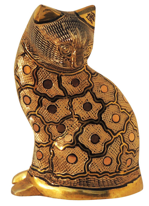 Brass Table Decor Showpiece Cat Statue 0.79kg