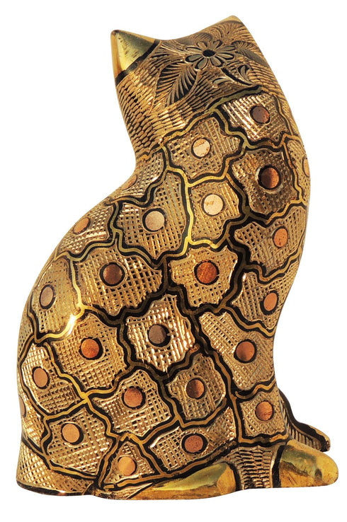 Brass Table Decor Showpiece Cat Statue 0.79kg
