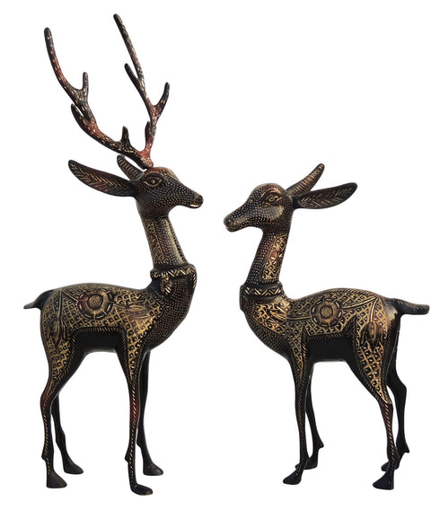 Brass Showpiece Deer Pair Statue 2.82kg