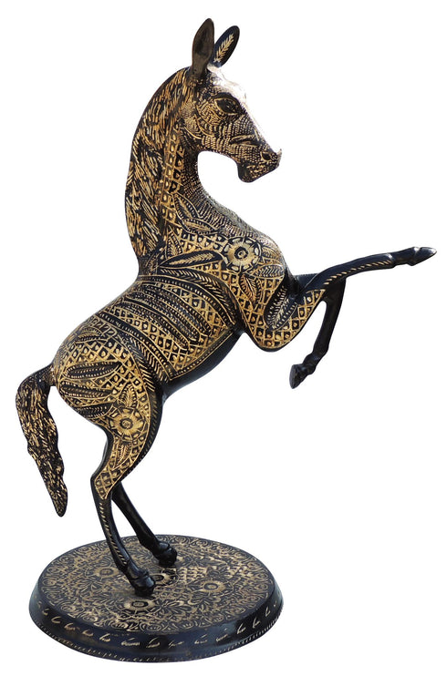 Brass Showpiece Jumping Horse Statue 6.9kg