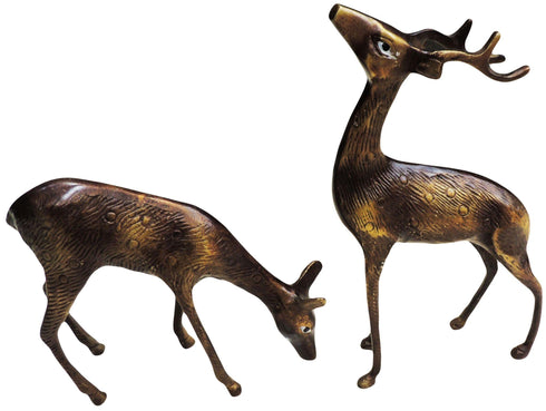 Brass Showpiece Deer Pair Statue 1.38kg