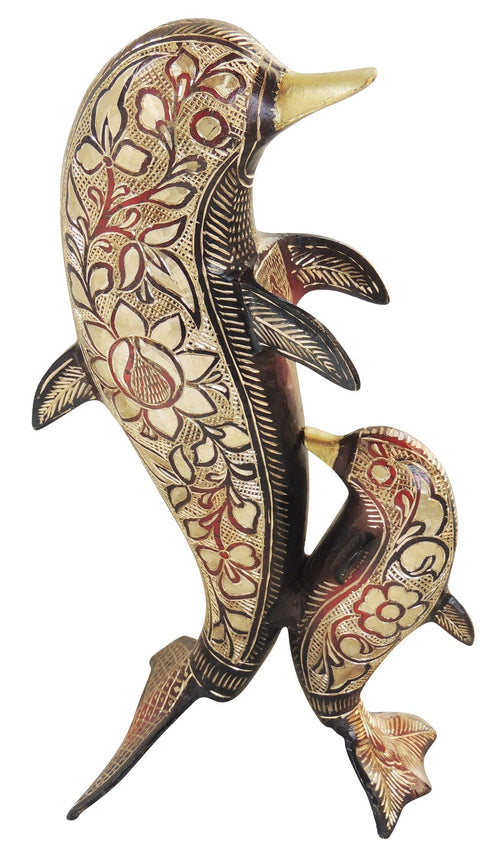 Brass Showpiece Dolphin Statue 1.5kg