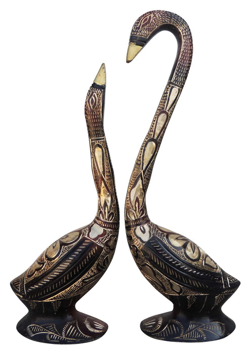 Brass Showpiece Duck Pair Statue 0.98kg