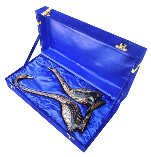 Brass Showpiece Duck Pair Statue 0.98kg