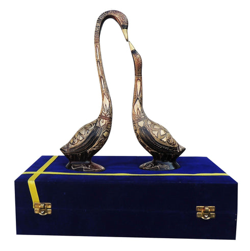 Brass Showpiece Duck Pair Statue 0.98kg