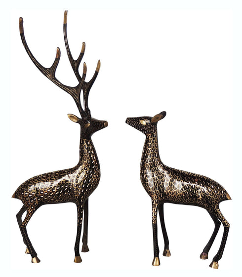 Brass Showpiece Deer Pair Statue 1.7kg