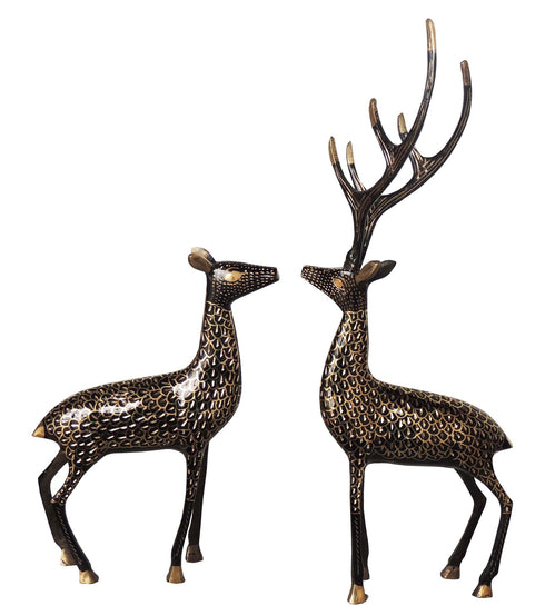 Brass Showpiece Deer Pair Statue 1.7kg