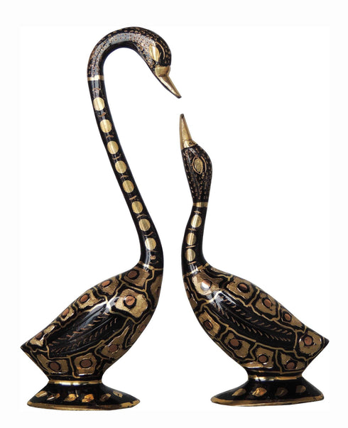 Brass Showpiece Duck Pair Statue 0.73kg