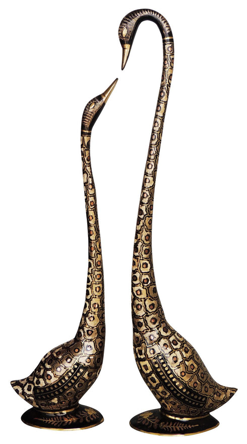 Brass Duck Pair Statue Copper Dotted 4.95kg