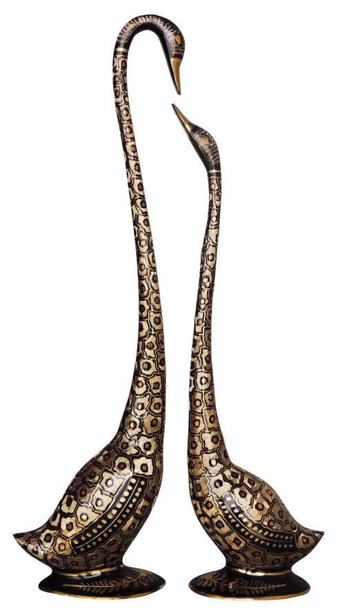 Brass Duck Pair Statue Copper Dotted 4.95kg