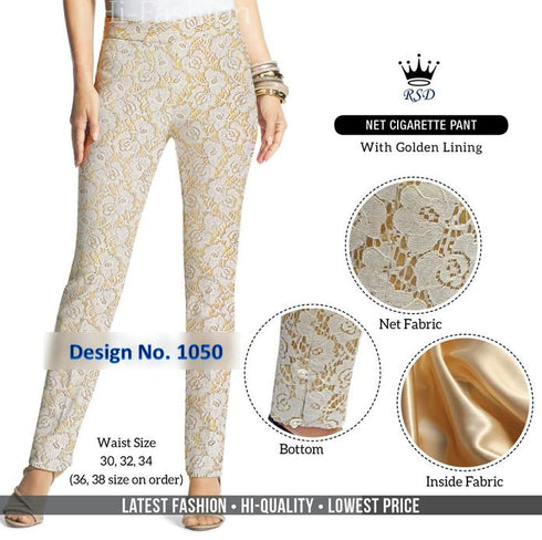Net Cigarette Pant With Golden Lining