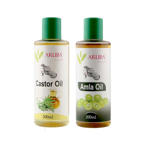 Aruba Essentials Combo Pack of Castor Oil 200ml & Amla Oil 200ml box of 1 Kit