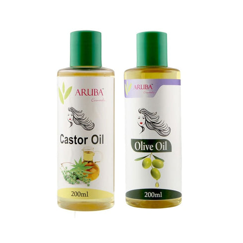 Aruba Essentials Combo Pack of Castor Oil 200ml & Olive Oil 200ml box of 1 Kit