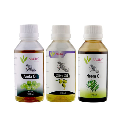 Aruba Essentials Combo Pack of Olive Oil 100ml, Amla Oil 100ml & Neem Oil 100ml box of 1 Kit