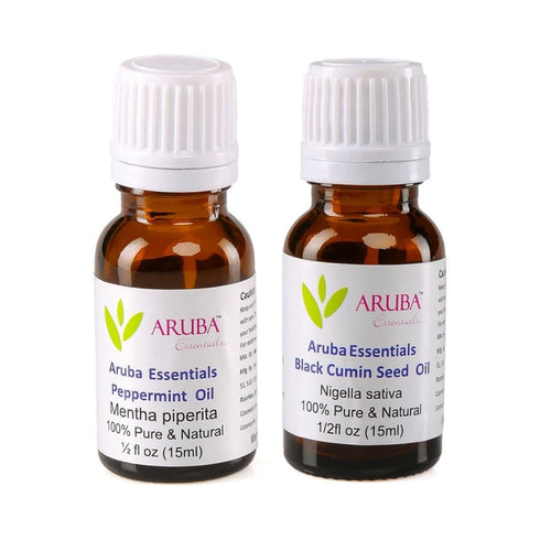 Aruba Essentials Combo Pack of Peppermint Oil and Black Cumin Seed Oil |15ml Each