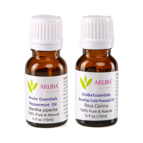 Aruba Essentials Combo Pack of Peppermint Oil and Rosehip Cold Pressed Oil |15ml Each