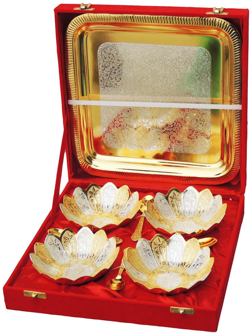 Brass 9 Pc Bowl Kamal Set 2 tone 0.116kg